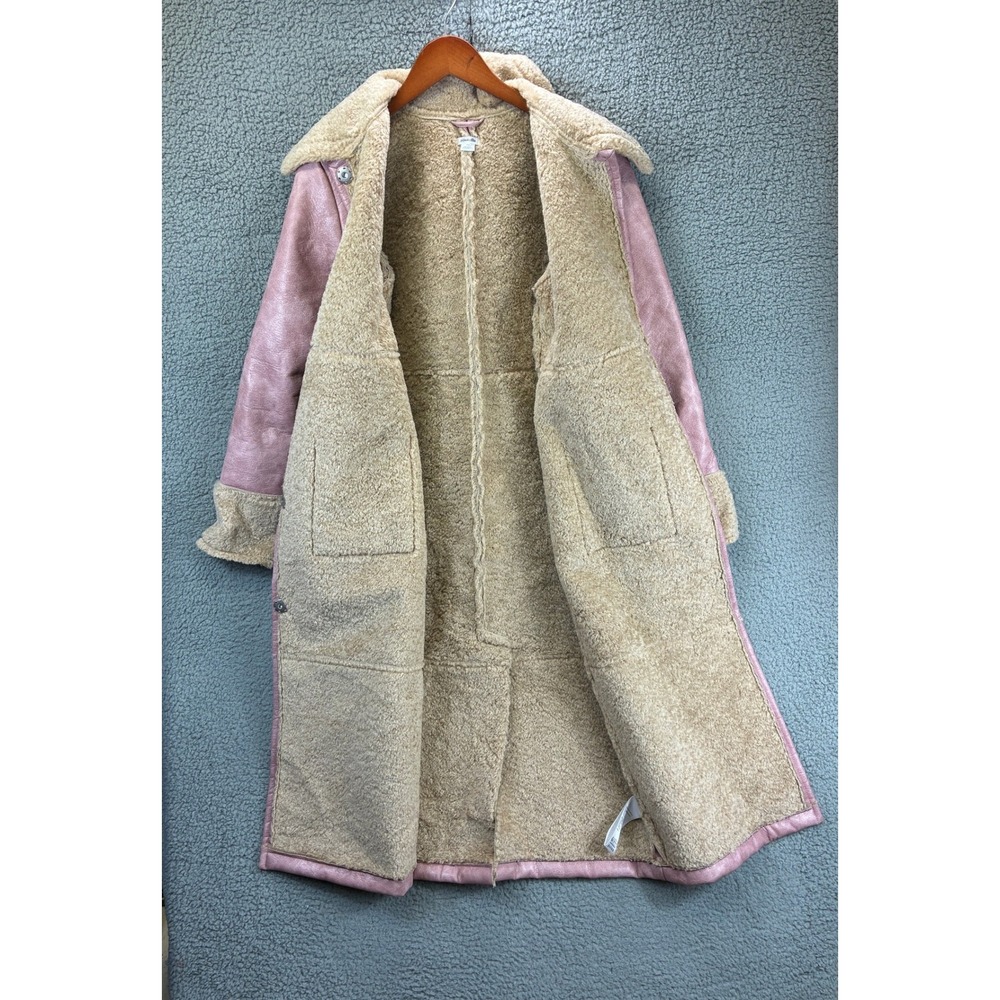 Kimchi Blue Sherpa Faux Shearling Coat Womens S Pink Long Winter Jacket Cozy - Picture 3 of 9